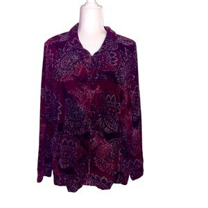 Croft and Barrow Zip Up Velvet Jacket